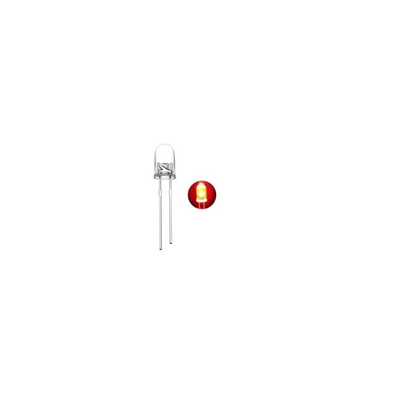 Lot de 5 Leds Rouge 3mm transparente
