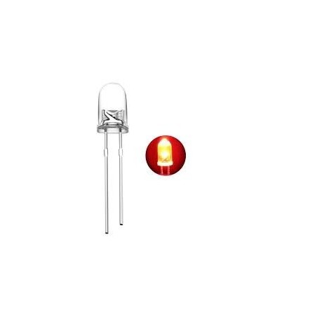 Lot de 5 Leds Rouge 3mm transparente