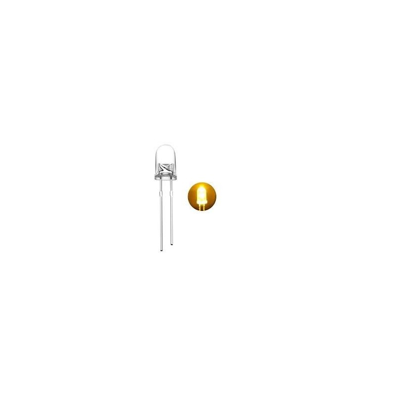 Lot de 5 Leds Jaune 3mm transparente
