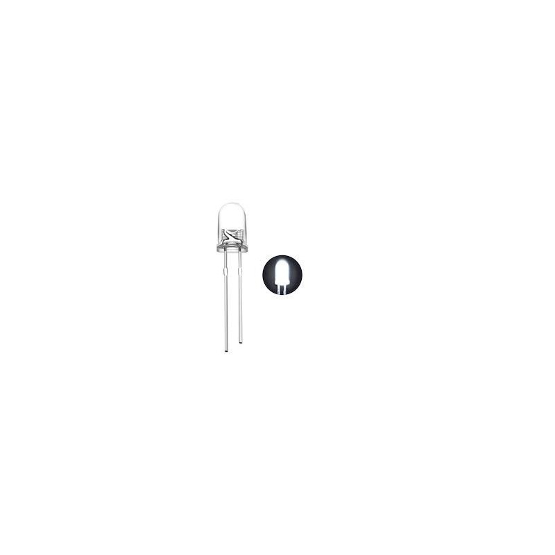 Lot de 5 Leds Blanc 3mm transparente