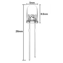 Lot de 5 Leds Blanc 3mm transparente