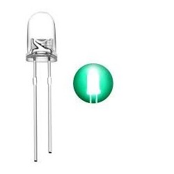 Lot de 5 Leds Vert 3mm transparente