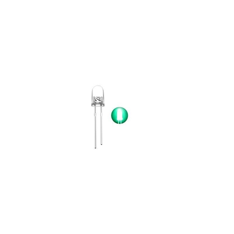 Lot de 5 Leds Vert 3mm transparente