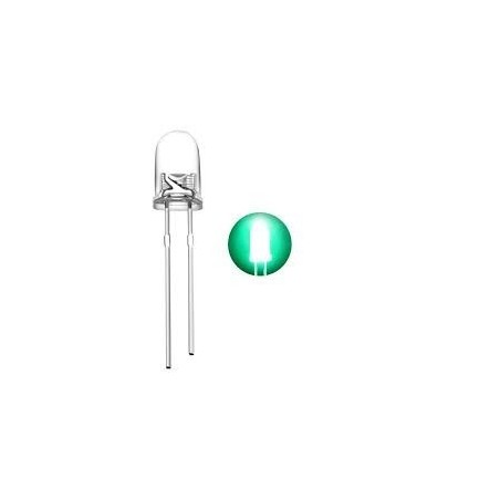 Lot de 5 Leds Vert 3mm transparente